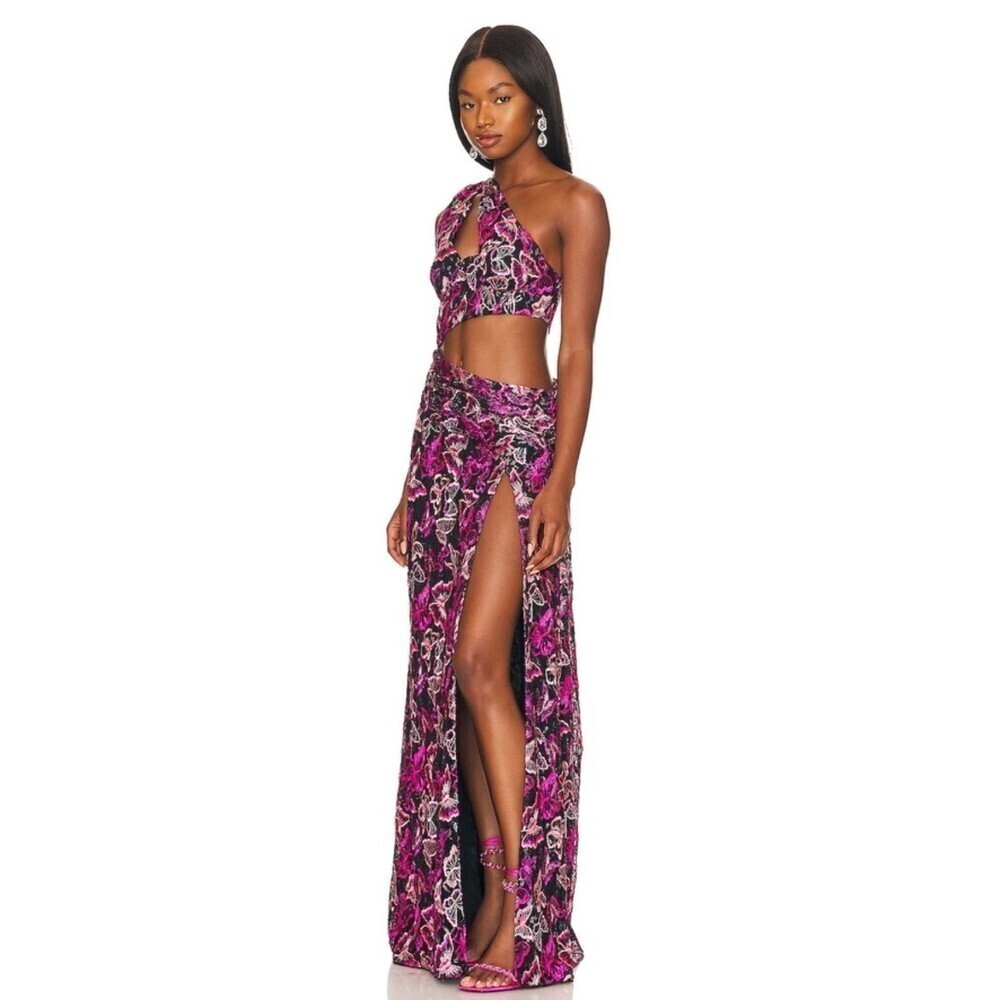 LOVERS + FRIENDS Elysian Gown Cut Out Maxi Mariposa Butterfly Embroidery Small